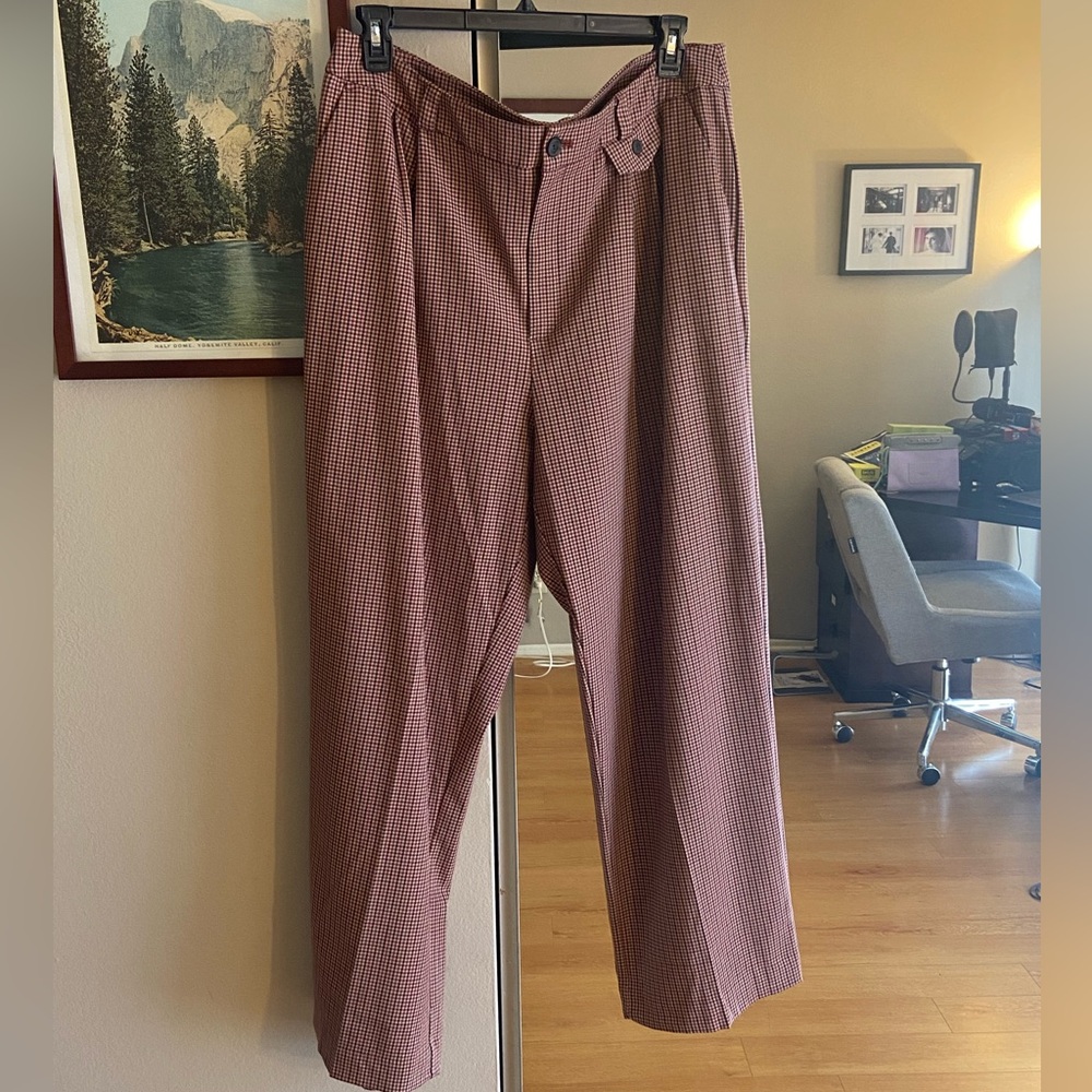 a new day Red Plaid Wide-Leg Trousers